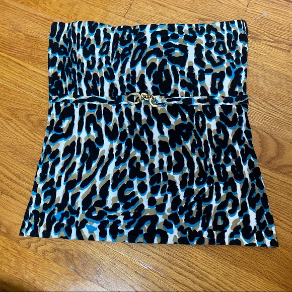 Cache Y2K Animal Print tube top women's size Large sweater material Viscose - Picture 2 of 8